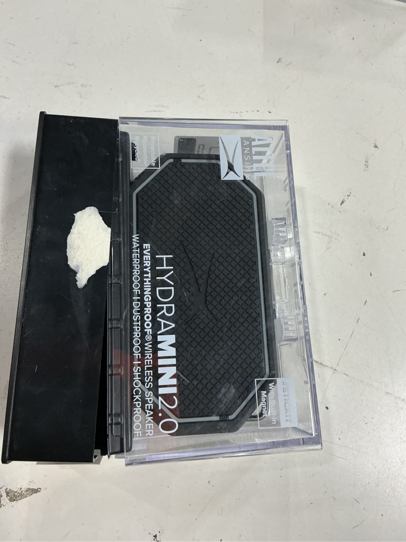 Condition photo showing As Is for altec lansing hydramini 2.0 everythingproof magnetic wireless portable bluetooth speaker, black grey, imw1002