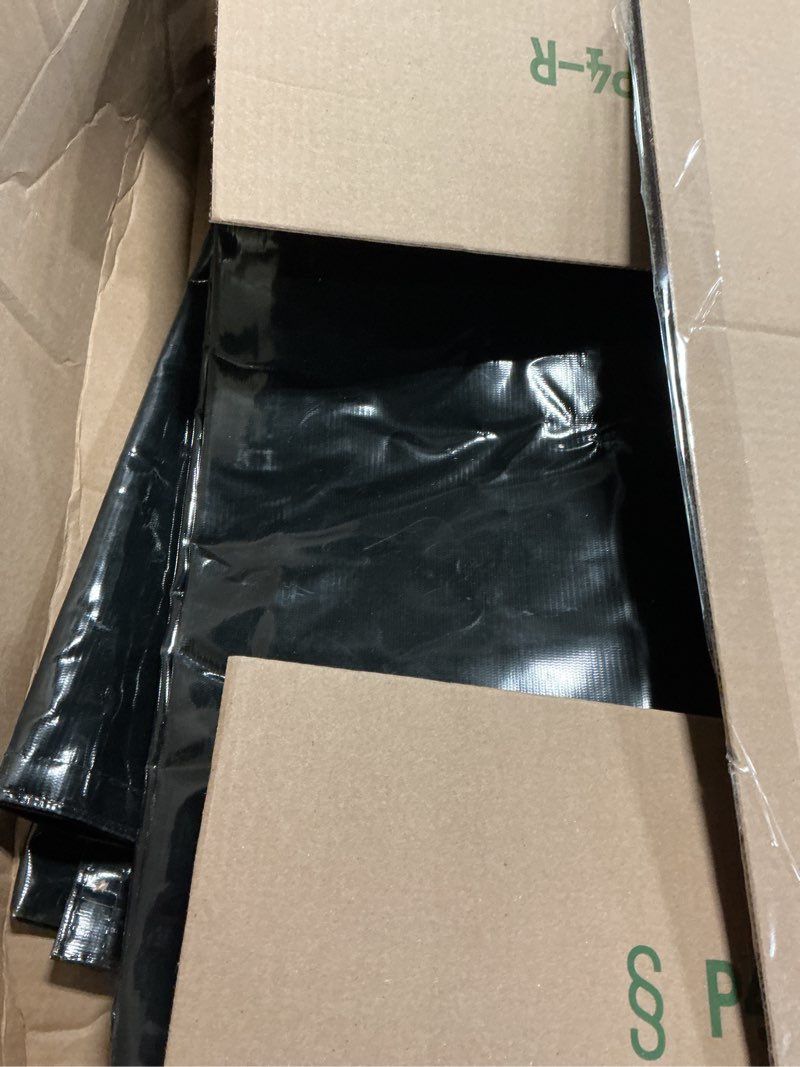 Condition photo showing As Is for heavy duty portable crowd control 8ft barricade jacket cover - angry bull barricades black