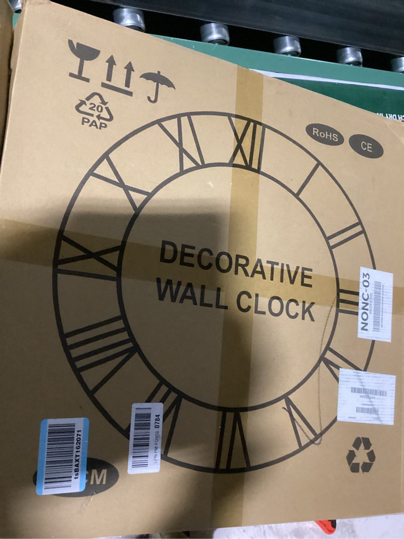 Condition photo showing New/Like New for leike large wall clocks with night light battery operated,silent non ticking,rustic modern big wood clock for living room, bedroom,kitchen,farmhouse,office,home decor-24 inch(black-arabic number) 24 inch black-wood-arabic