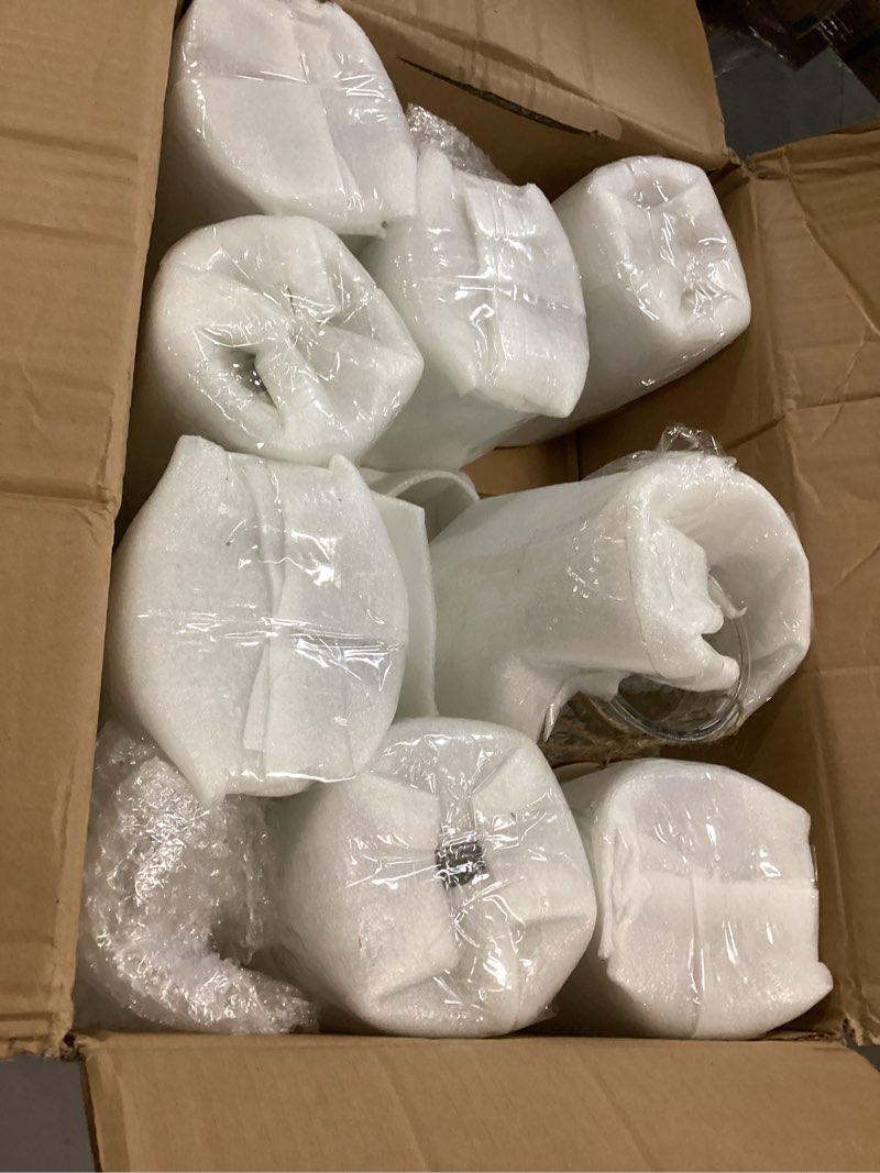 Condition photo showing Good Condition for ( incomplete) 10 Pcs Glass Bud Vases with Twine Rope and Heart Label 6.3 Inch Boho Vintage Vase Flower Decorative Glass Vase for Centerpieces Holiday Wedding Home Table Decorations (Clear) Clear 10