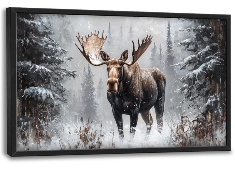 Moose Wall Art Deer Pictures Wall Decor Large Animal Canvas Prints Framed Artwork Paintings Home Decorations for Living Room Dinning Room Bedroom 36"x24"