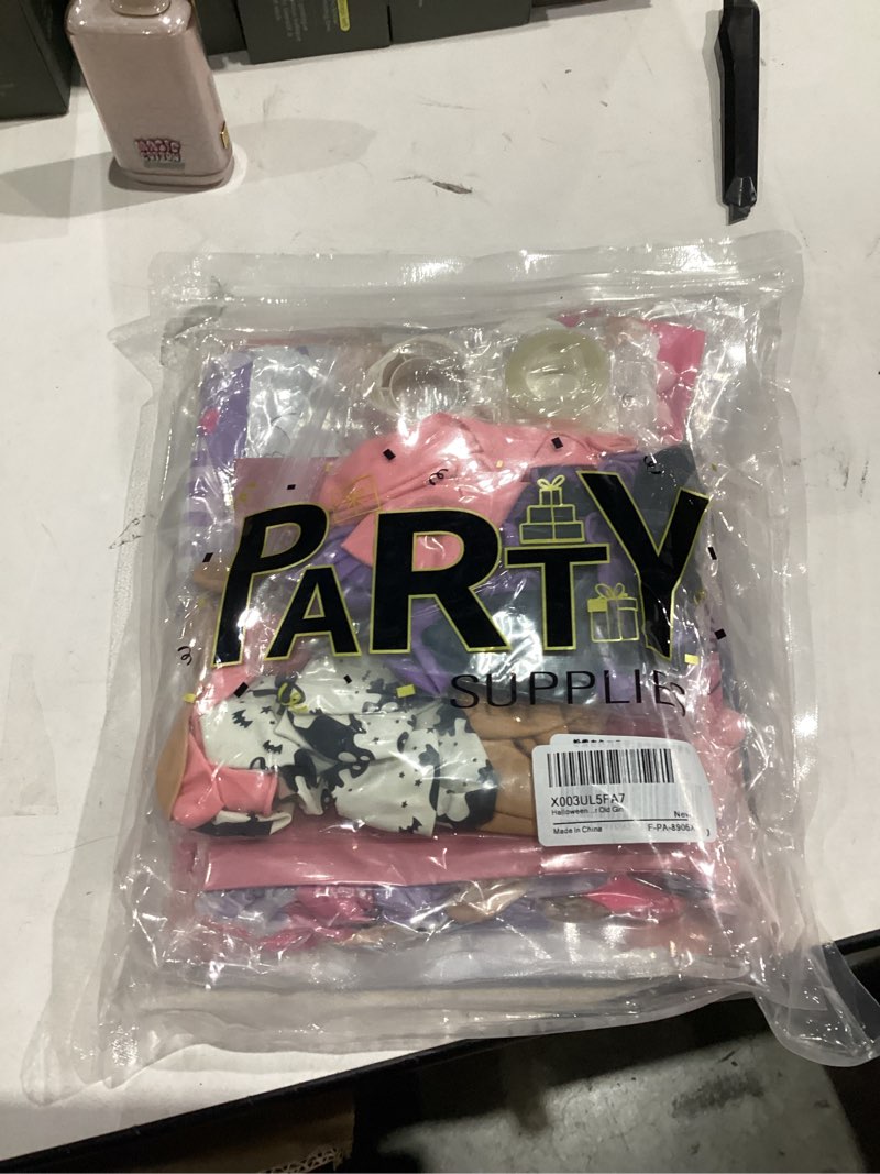 Condition photo showing New/Like New for Halloween Spooky One 1st Birthday Decorations for Girls - Pink and Purple Balloons Garland Arch Kit Balloons Backdrop, First Bday Party Supplies for One Year Old Girl