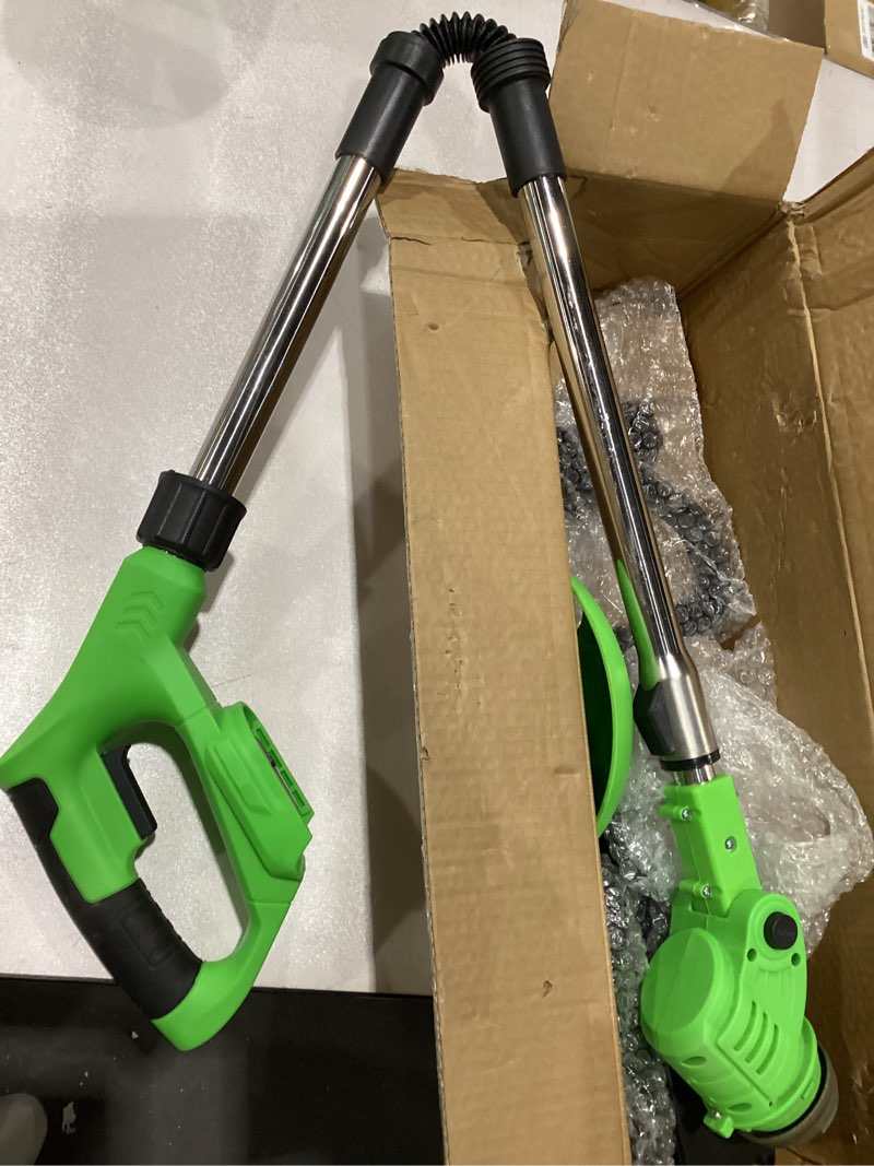 Condition photo showing As Is for Cordless Weed Wacker, 2 Batteries, Lightweight Electric Grass Trimmer, Adjustable Weed Eater,Weed Erimmer, Green