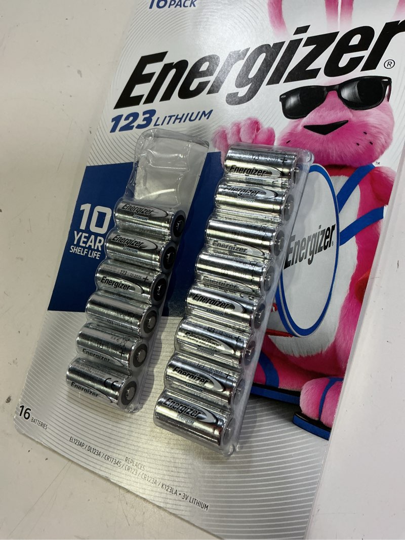 Condition photo showing As Is for energizer 123 lithium 3v photo batteries, 16 pk.