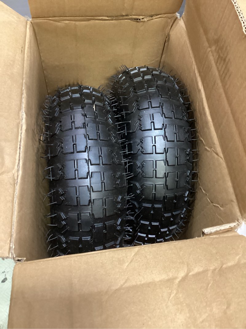 Condition photo showing Good Condition for gicool 4.10/3.50-4 rubber tire and wheel, with 2.25" offset hub, 5/8" sealed bearings, for hand truck trolley dolly garden wagon wheel replacement, 2 pack (explorer series)