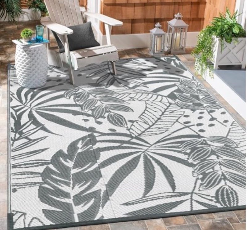 anidaroel outdoor rugs 5x8ft for patios clearance waterproof, reversible tropical plastic straw camping mat outside rug, large outdoor area rug for rv, porch, deck, balcony, picnic(5'x8')
