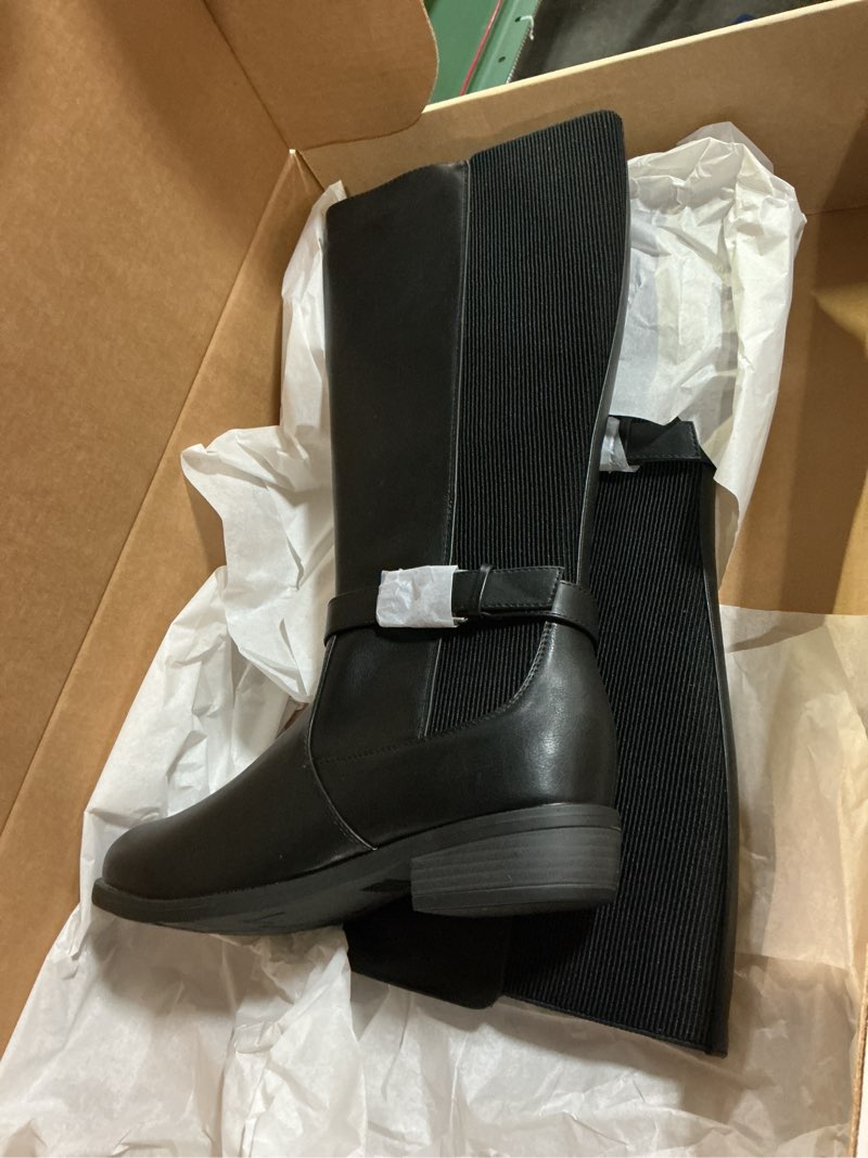 Condition photo showing Good Condition for vjh confort women's knee high boots, round toe low heel stretchy comfy tall riding boot