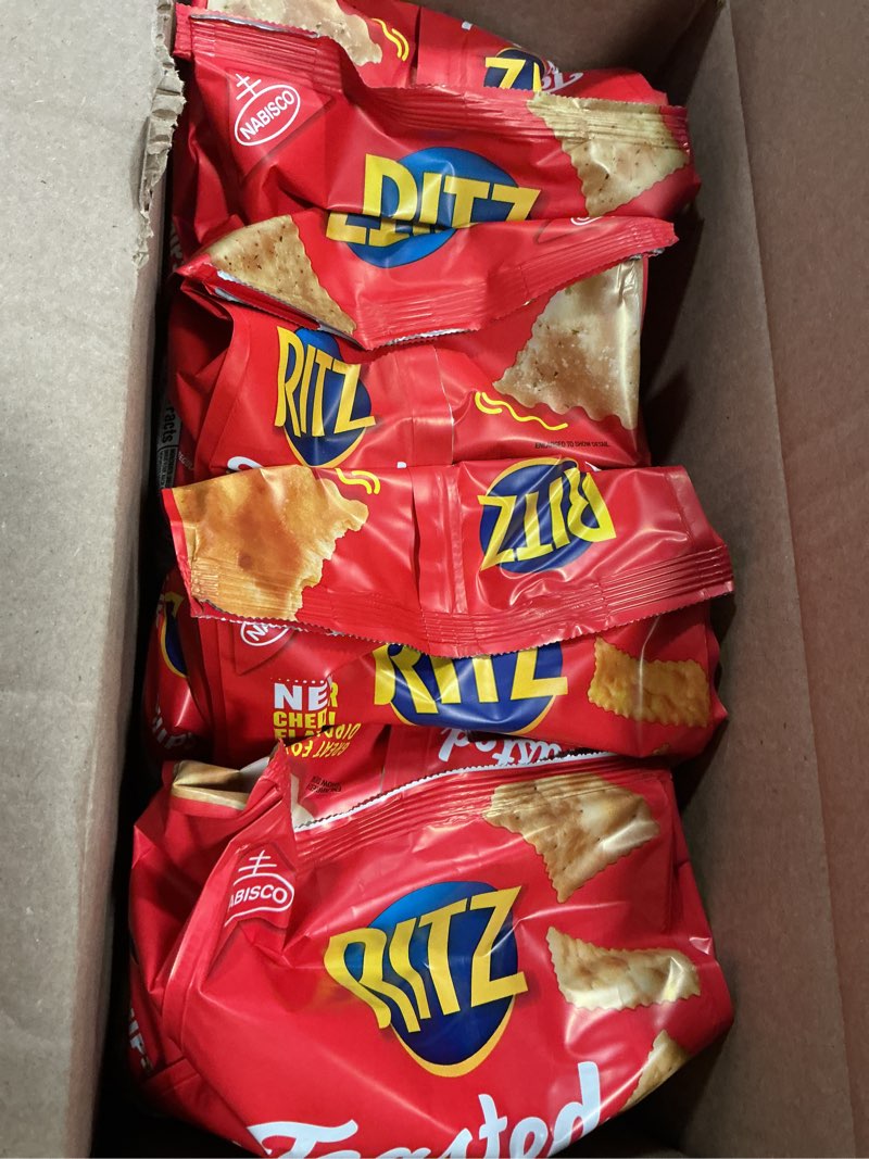 Condition photo showing New/Like New for (Best by:07/DEC/25) RITZ Toasted Chips Variety Pack, Cheddar, Sour Cream and Onion, and Original Crackers, Holiday Party Snacks, Bulk Snacks, Christmas Crackers, 4 Bags