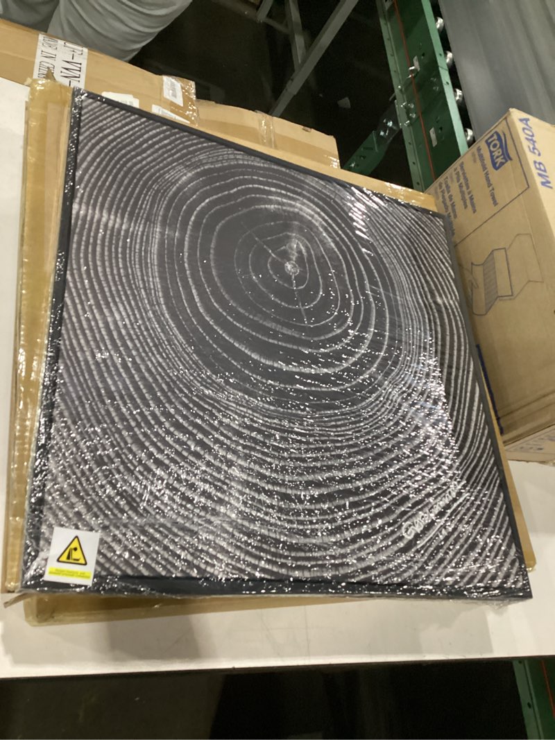 Condition photo showing New/Like New for framed square black tree ring abstract wall art, modern nature canvas prints, contemporary black minimalist tree lines pictures for living room bedroom dining room hallway office wall decor 24x24 in 24"l x 24"w blcak tree rings