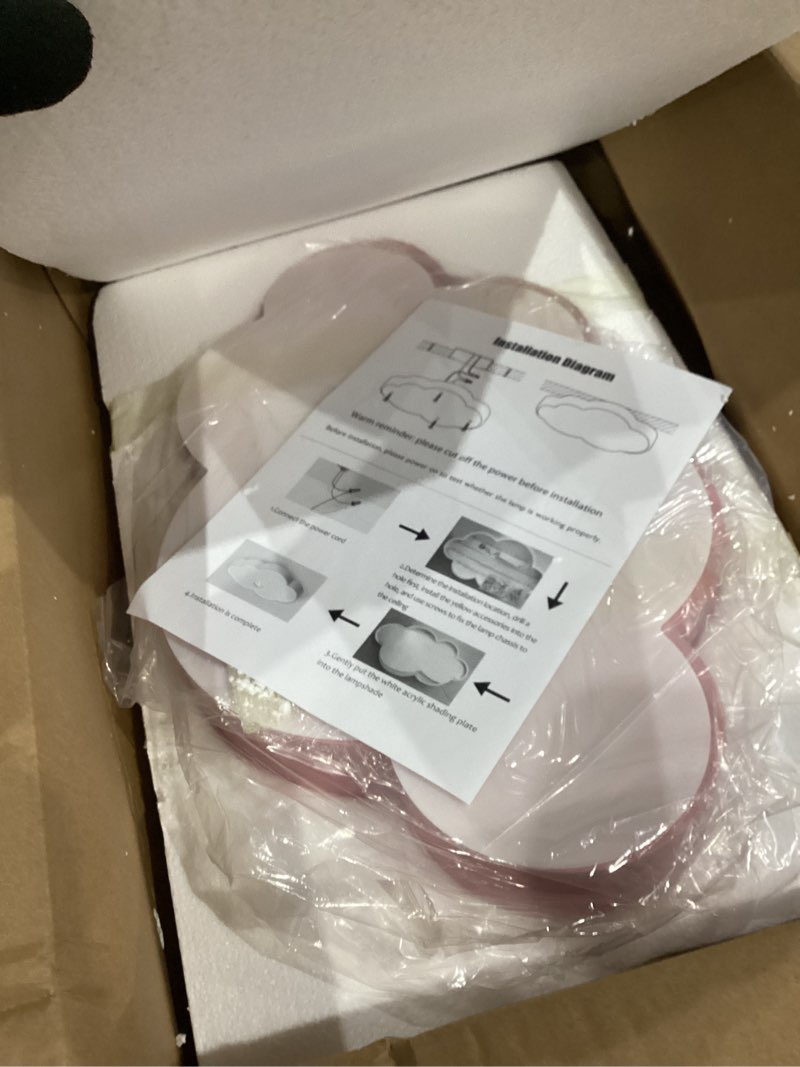 Condition photo showing Good Condition for Modern Kids Room Ceiling Light,Close to Ceiling Light Fixtures with Remote Led Ceiling Lamp,Ceiling Lighting Fixture for Kids Bedroom/Kindergarten/Hallway/Balcony (Pink, 19in) Pink 18.8in