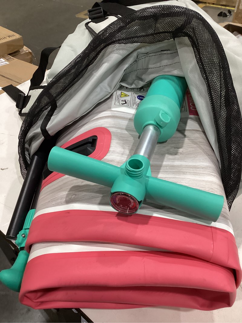 Condition photo showing As Is for inflatable stand up paddle board - upgraded glue-free hot melt technology, long service life, 10'6", anti-slip eva deck, full sup accessories, included for adults youth all skill levels raspberry glow