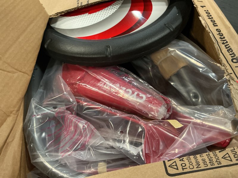 Condition photo showing Good Condition for radio flyer cyclone, for ages 3-7, arm-powered ride on, 16" wheels, 360-degree spins, forward/reverse action, ergonomic seat & frame, comfort hand grips, solid steel, 69 lb capacity, kids ride on toys