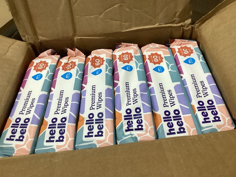 Condition photo showing Good Condition for hello bello premium wipes, designed for sensitive skin with chamomile & aloe extracts, flower pop (18 resealable packets = 1080 total wipes) flower pop 1 count (pack of 1080)