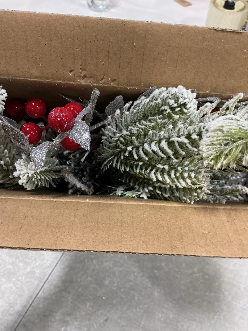 Condition photo showing Good Condition for 2025 Cordless Christmas Swags Prelit Teardrop Swag Christmas Staircase Decorations Artificial Stairs Christmas Garland with Lights Rustic Christmas Swag for Front Door Wall Window Stair Home Decor (A)