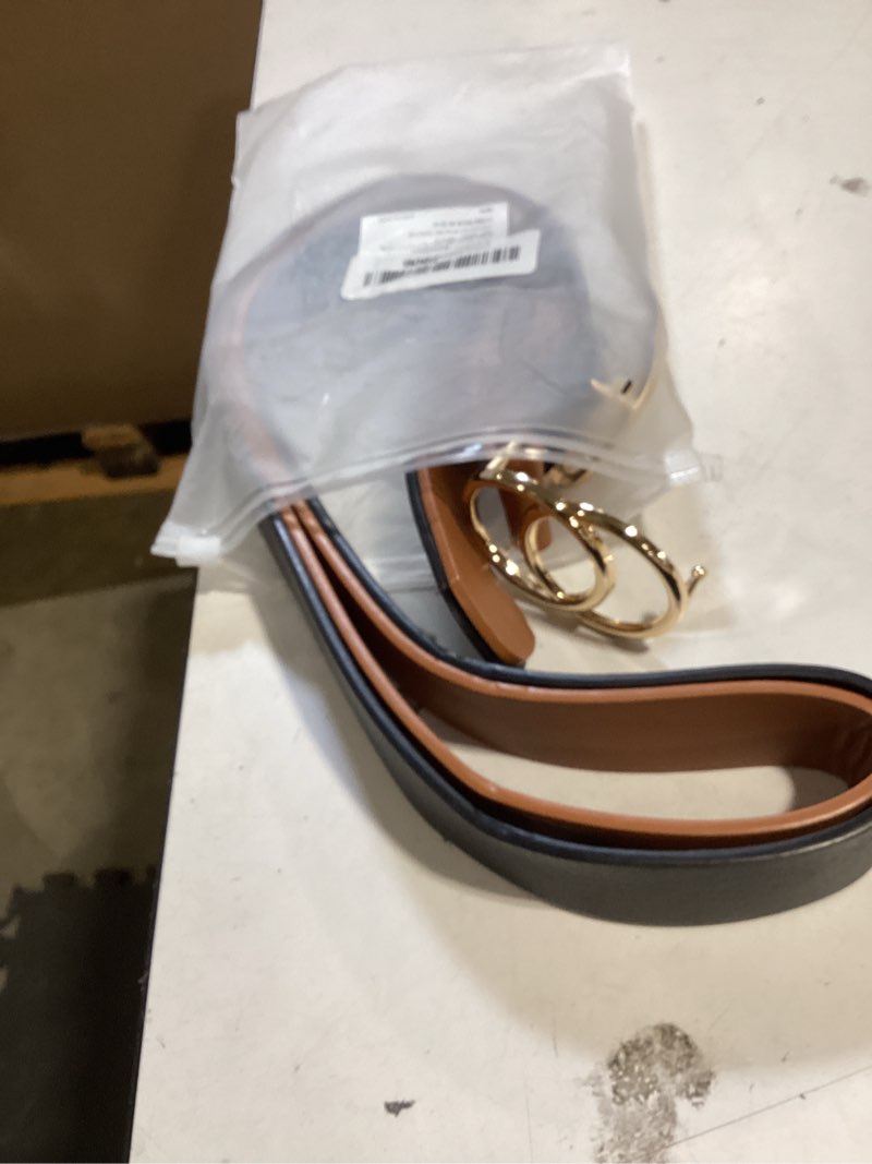 Condition photo showing Good Condition for sansths 3 pack women waist belts for jeans pants dresses, ladies belt with double o-ring gold buckle 3 pack-black+brown+white m: fit waist size 35"-40"