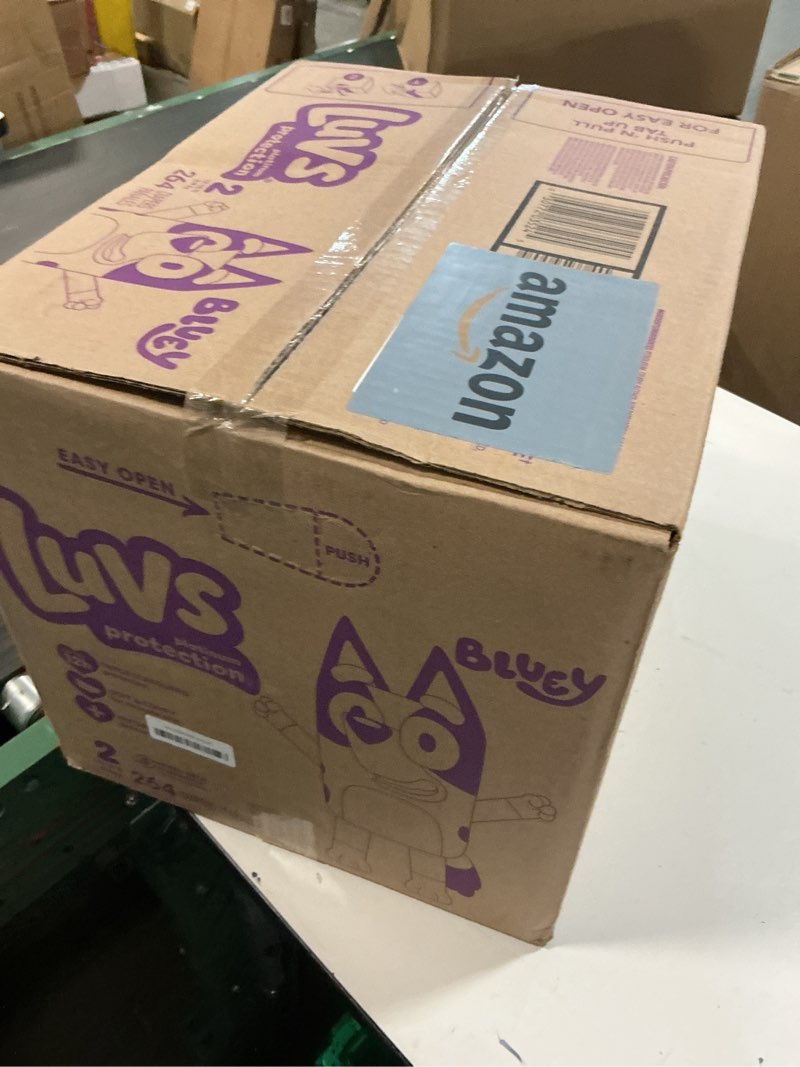 Condition photo showing New/Like New for Luvs Size 2 Baby Diapers, Platinum Protection Bluey Diapers for Day & Night, Size 2, 264 Count (Packaging May Vary) Size 2 264