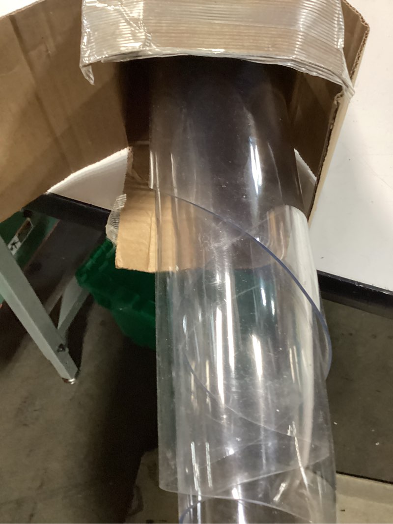 Condition photo showing Good Condition for etechmart clear round table cover protector 48'', waterproof transparent thick vinyl table protector, non-slip heat resistant clear plastic table cover protector for coffee table hard floor 1.5mm clear dia. 48 inches (round)