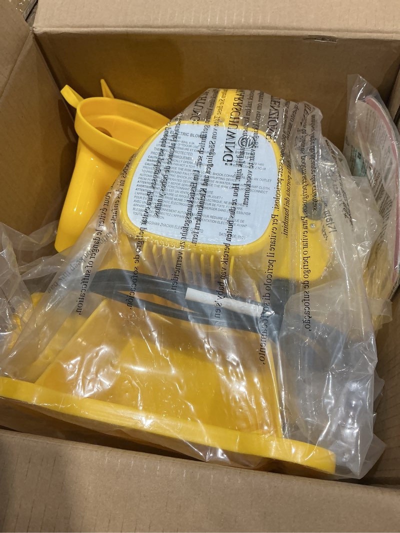 Condition photo showing Good Condition for wellfuntime 520w yellow air blower for inflatable bounce house, water slide, jumping castle, inflatable screen and inflatable tent, dual use for yard leaf blowing