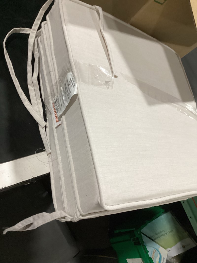 Condition photo showing Good Condition for sunbrella 17 in. square outdoor corded chair pad, cast pumice