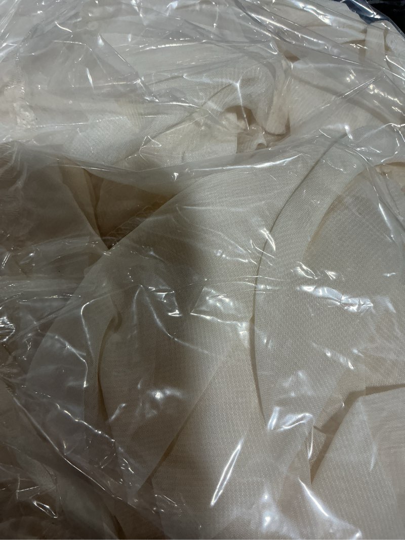 Condition photo showing Good Condition for wedding arch draping fabric, 2 panels 18ft beige sheer backdrop curtain chiffon fabric drapery voile scarf draping panels for wedding archway ceremony curtain valance party decoration (2 panels )6 yards/36ft beige drapes curtain