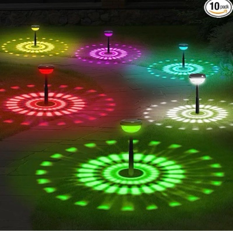 Ensenior Color Changing Solar Lights Outdoor, Auto ON/Off 3000K White Light & RGB LED Solar Garden L