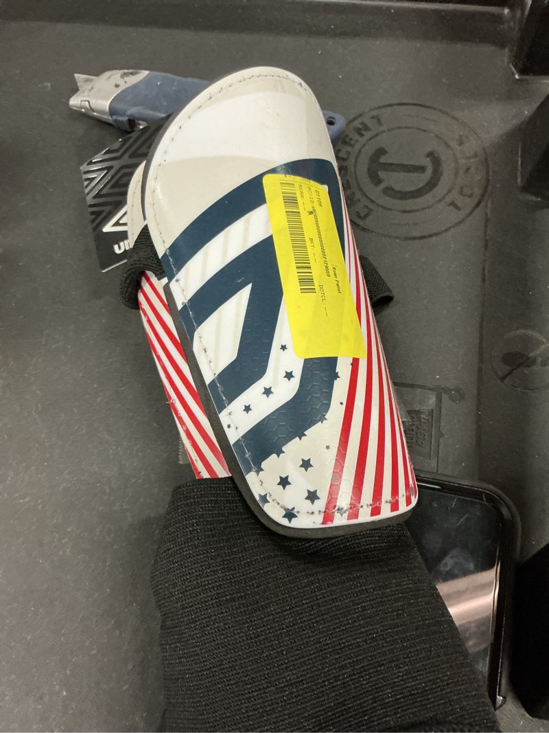 Condition photo showing As Is for umbro americana medium stirrup soccer shin guards 