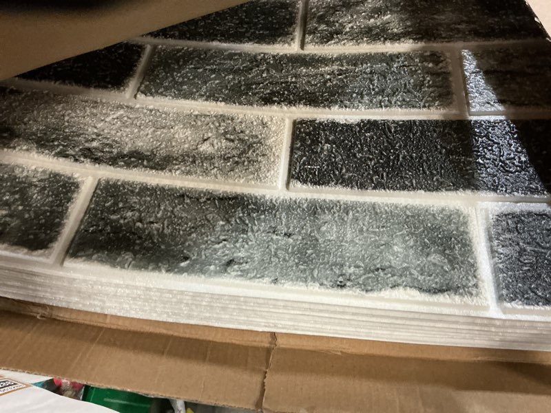 Condition photo showing New/Like New for art3d 10-pack 52.5 sq.ft faux brick 3d wall panels peel and stick in stone ash, self adhesive waterproof foam wallpaper for bedroom, bathroom, kitchen 10pcs-27x27inch stone ash