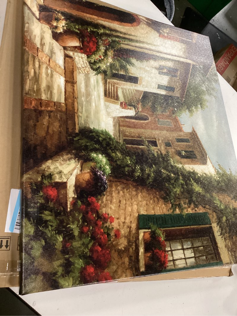 Condition photo showing Good Condition for rtriel italy town painting tuscany wall art streets of mediterranean towns canvas prints landscape picture framed ready to hang farmhouse decor 20 x 24 inch h02 23.6"l x 19.7"w