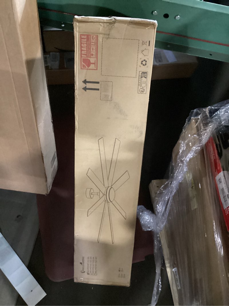 Condition photo showing New/Like New for dllt large ceiling fans with lights: 72in modern indoor/outdoor ceiling fan for living room patio - black ceiling fans with remote app control 8 blades reversible quiet dc motor timer 6 speeds 3 cct black+ red walnut 72 inch- with light