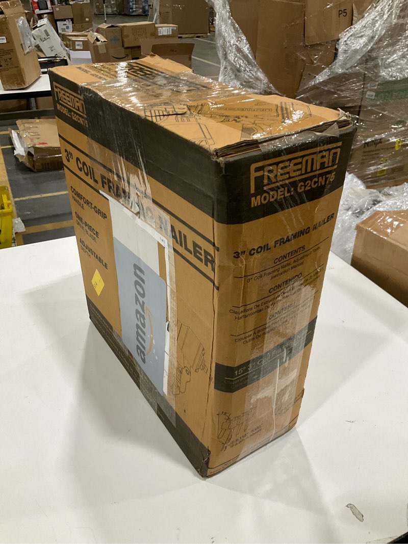 Condition photo showing As Is for Freeman G2CN75 2nd Generation Pneumatic 15 Degree 3" Coil Framing Nailer with Adjustable Metal Belt 