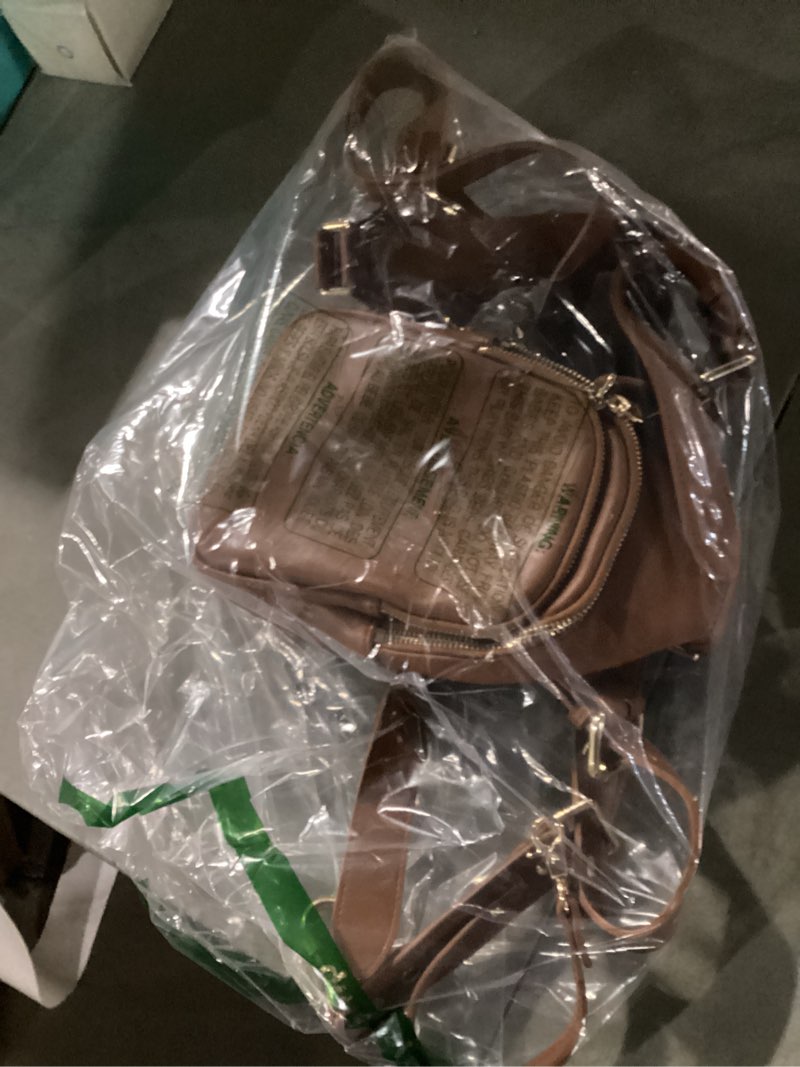 Condition photo showing As Is for Ruby+Rae The Duo Camera Harness & Crossbody Bag, Camera Harness with Removable Crossbody Bag, Vegan Leather, Suede Interior Brown