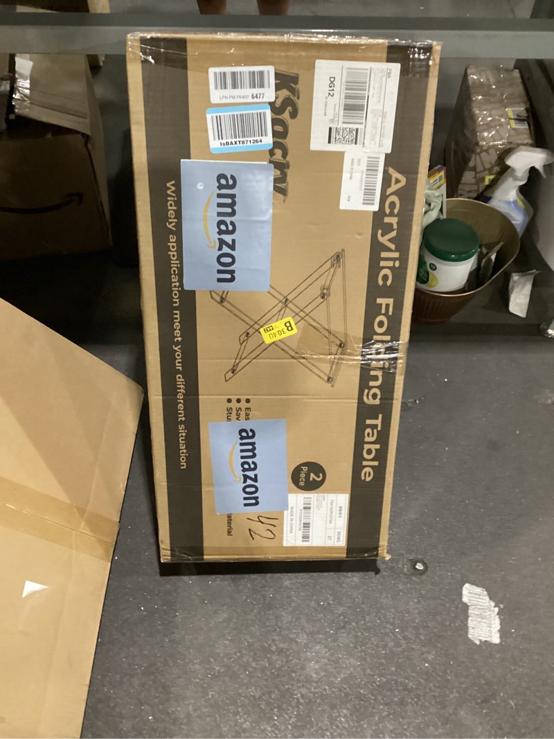 Condition photo showing New/Like New for DigDozer Acrylic Folding TV Tray Table - 23" High Acrylic Table, Foldable Desks for Small Spaces, Living Room, Bed Room, TV Dinner Table with Easy Assembly, 2PCS Transparent Rectangle Tray