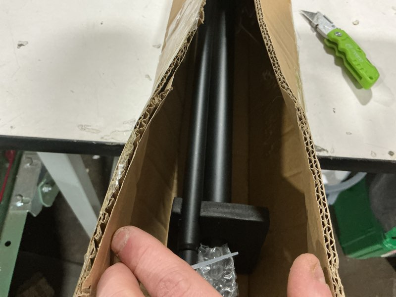 Condition photo showing Good Condition for Kemmie 1" Classic Window Curtain Rod with Round & Barrel Finials Simple Double Telescoping Drapery Rod, 36-72", Matted Black Matted Black 36-72"