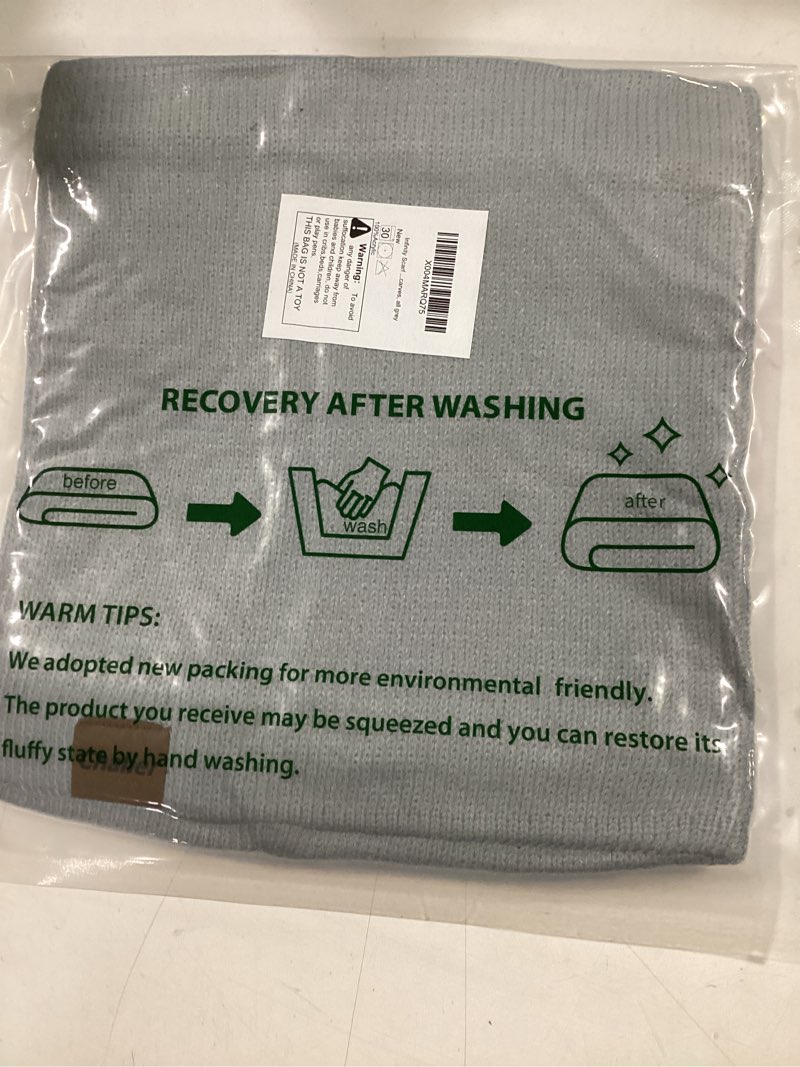 Condition photo showing New/Like New for Chalier Infinity Scarf Winter Double-Layer Neck Warmer Knit Fleece Lined Circle Loop Scarves Dark Sky Grey