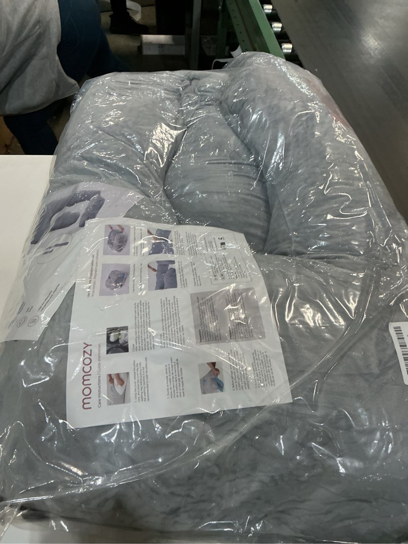 Condition photo showing As Is for Momcozy Pregnancy Pillow for Sleeping, Dreamlign U Pro Maternity Pillow with Adjustable Leg Pillow, Removable Cover - Support for Back, Hip, Belly, Legs for Pregnant Women, 50-72 Inch Full Body Pillow Grey