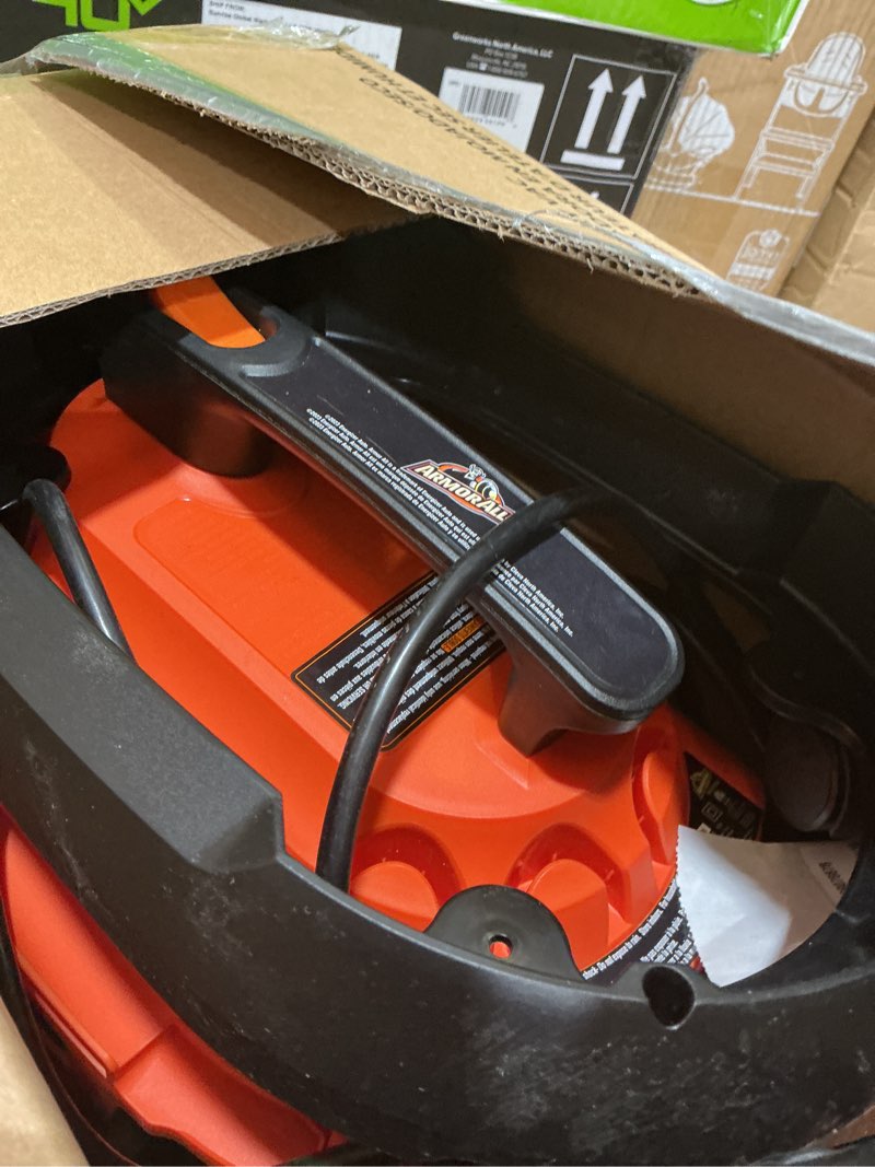 Condition photo showing As Is for armor all aa255w wet/dry utility vac 2.5 gallon, 2.5-gallon,120 volts (ac), orange/black update 2.5 gal
