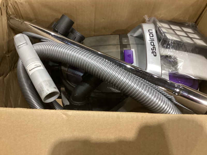 Condition photo showing Good Condition for aspiron canister vacuum, upgraded 1600w bagless canister vacuum cleaner, auto cord rewind, h13 hepa filter, 4qt large capacity, 5 tools for hard floors, carpet, pet, upholstery, tiles, sapphire