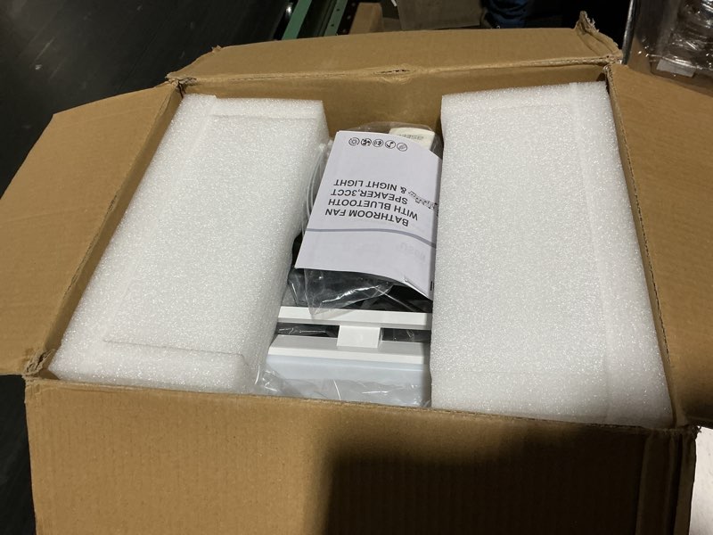 Condition photo showing Good Condition for bseed bathroom exhaust fan with bluetooth speaker & led light, 230 cfm 1.5 sone, 7-color rgb & 3cct adjustable light, music sync, digital display, remote control, easy install (white)