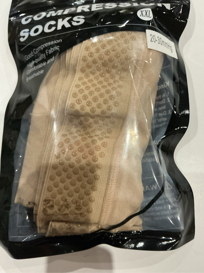Condition photo showing Good Condition for ktinnead thigh high compression stockings footless 20-30mmhg for men & women beige xx-large
