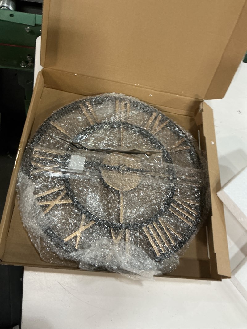 Condition photo showing New/Like New for zabiki 24 inch large wall clock modern, roman vintage farmhouse decorative black metal wall clock for living room decor, xmas, birthday gift black-roman 24 inch