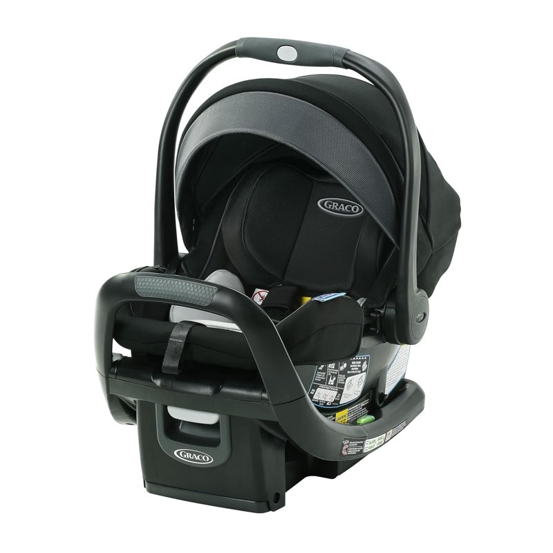 graco snugride snugfit dlx infant car seat, baby car seat rear facing with anti rebound bar, carseat with adjustable base and 5 recline positions, spencer