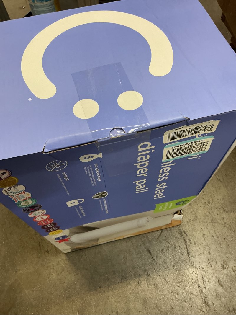 Condition photo showing Good Condition for ubbi steel diaper pail, odor locking, no special bag required, award-winning, registry must-have, white