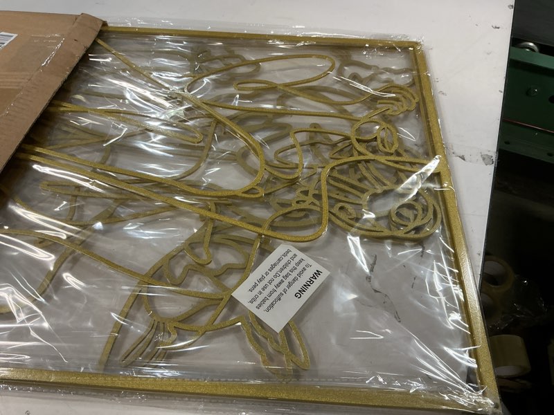 Condition photo showing Good Condition for XL Gold Metal Wall Art - 18 x 24 Inches - 3 Piece Decor for Living Room - Female Framed Art - Extra Thick With Screws Included