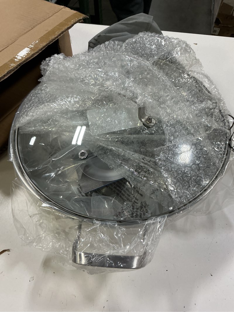 Condition photo showing New/Like New for delarlo tri-ply stainless steel hot pot 14 inch everyday pan with lid, everything pan, durable deep saute pan, 7qt induction cooking pot,woks & stir-fry pans oven safe stock pot stainless steel 7 quarts