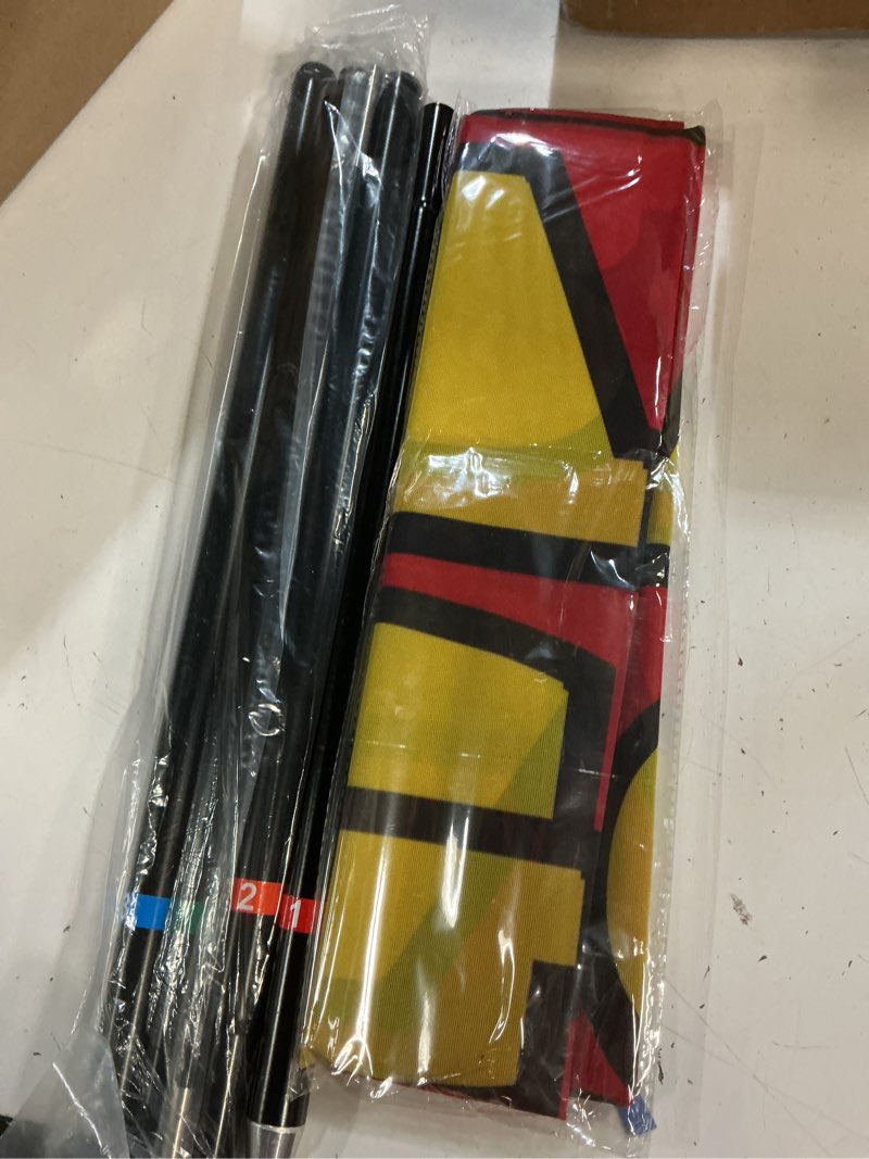 Condition photo showing Good Condition for anley 7.5 ft garage sale feather flag banner kit - outdoor swooper advertising flags with pole and stake - garage sale sign for home, neighborhood sales, yard sales - weather resistant & easy setup