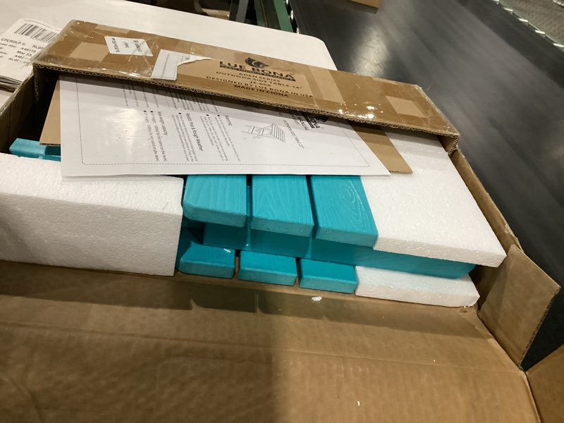 Condition photo showing New/Like New for lue bona small outdoor folding side table, hdps outside end table for patio, porch, deck, pool, 14 inch height, aruba blue aruba blue 14 in