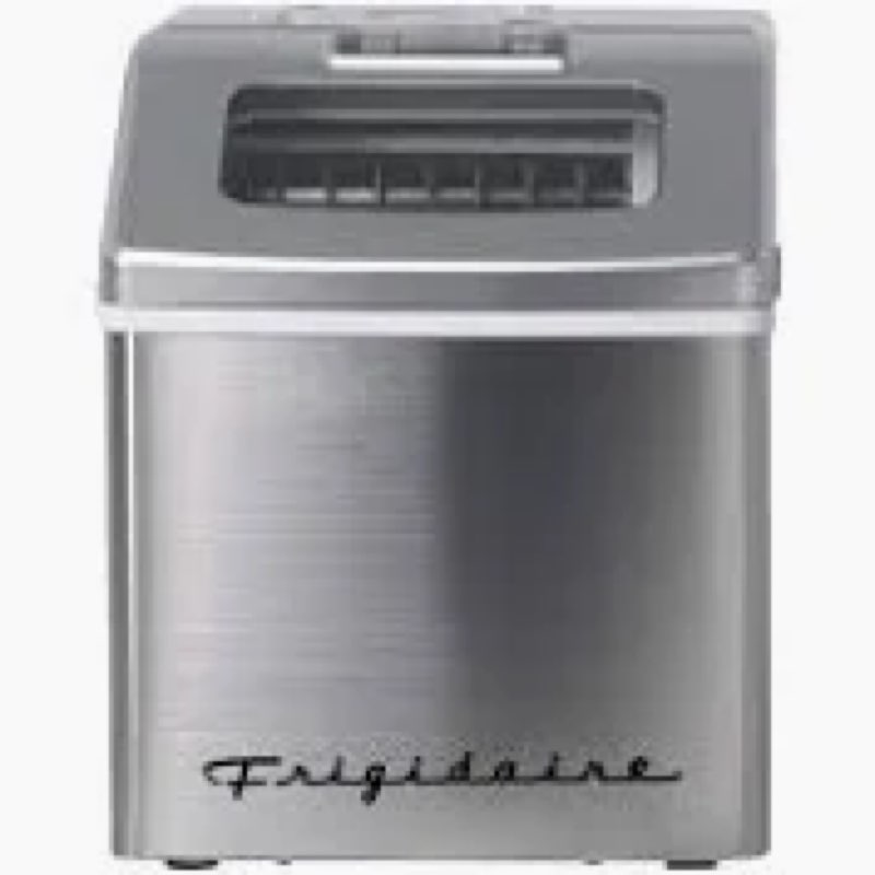 Frigidaire 40lbs. Countertop Clear Square Ice Maker - Stainless Steel