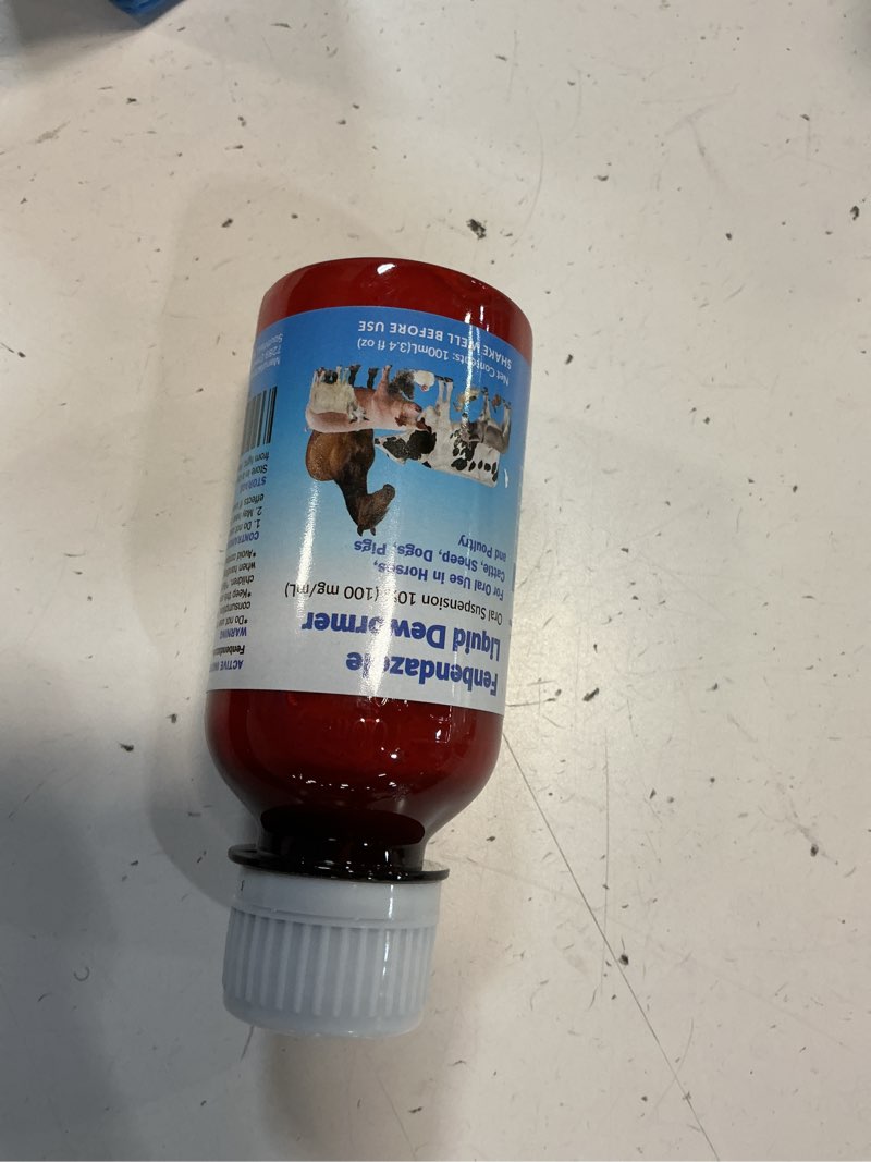 Condition photo showing Good Condition for exp /dec/2027 )) dewormer for horse, poultry & more - liquid fenbendazole dewormer for all worms, tapeworms, roundworms, hookworms, pinworms & giardia - broad-spectrum wormers
