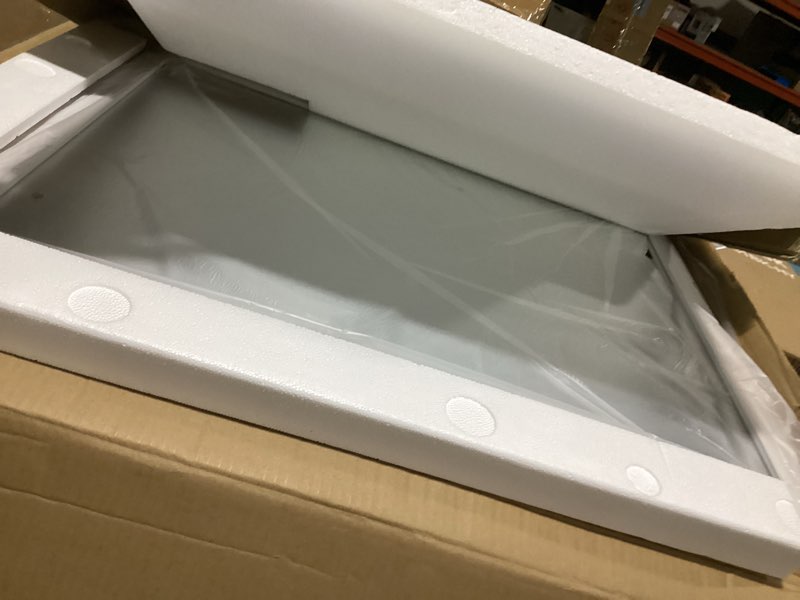 Condition photo showing As Is for amorho bathroom mirror, 24 x32 inch white thick metal framed wall mirrors for over sink, bedroom, living room, entryway, rectangle wall-mounted mirrors(horizontal/vertical). white 32"l x 24"w