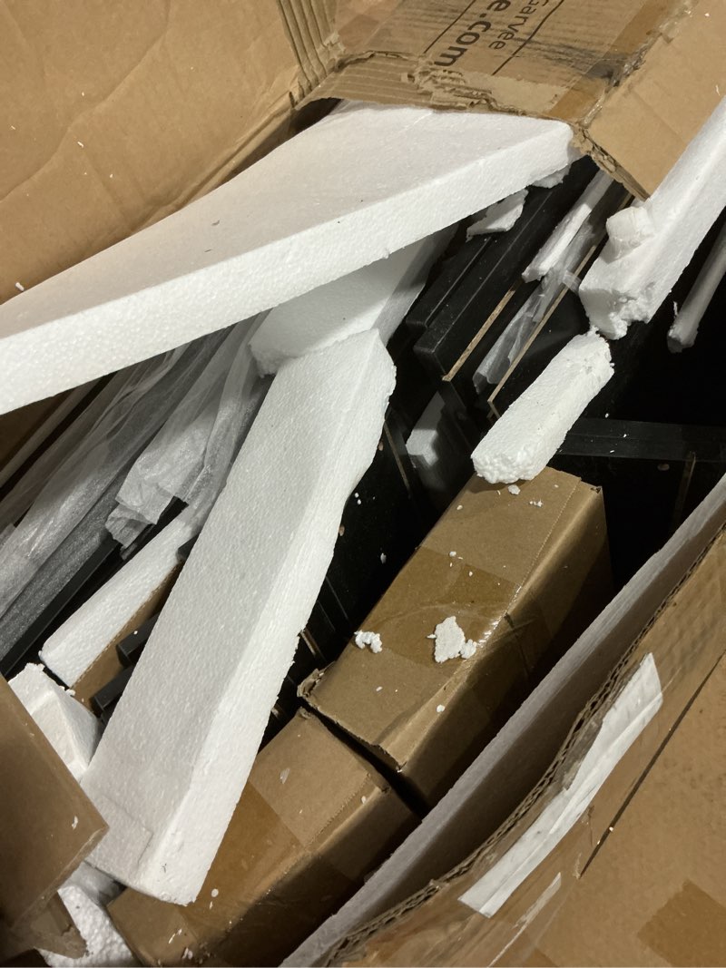 Condition photo showing As Is for GarveeHome Fluted 6 Drawer Dresser for Bedroom, 47.2 in Wide Modern Chest of Drawers with Deep Drawers, Large Double Dresser TV Stand, Wooden Organizer for Living Room, Hallway, Kids Room, Black Black/Gold 15.8"D x 47.2"W x 33.4"H (6 Drawers)